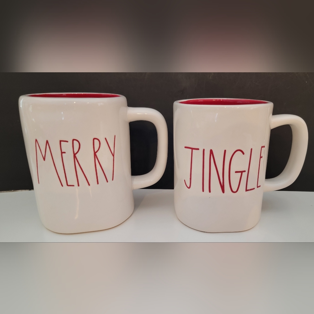 Rae Dunn Christmas Mugs "Jingle & Merry " Artisan Collection By Magneta